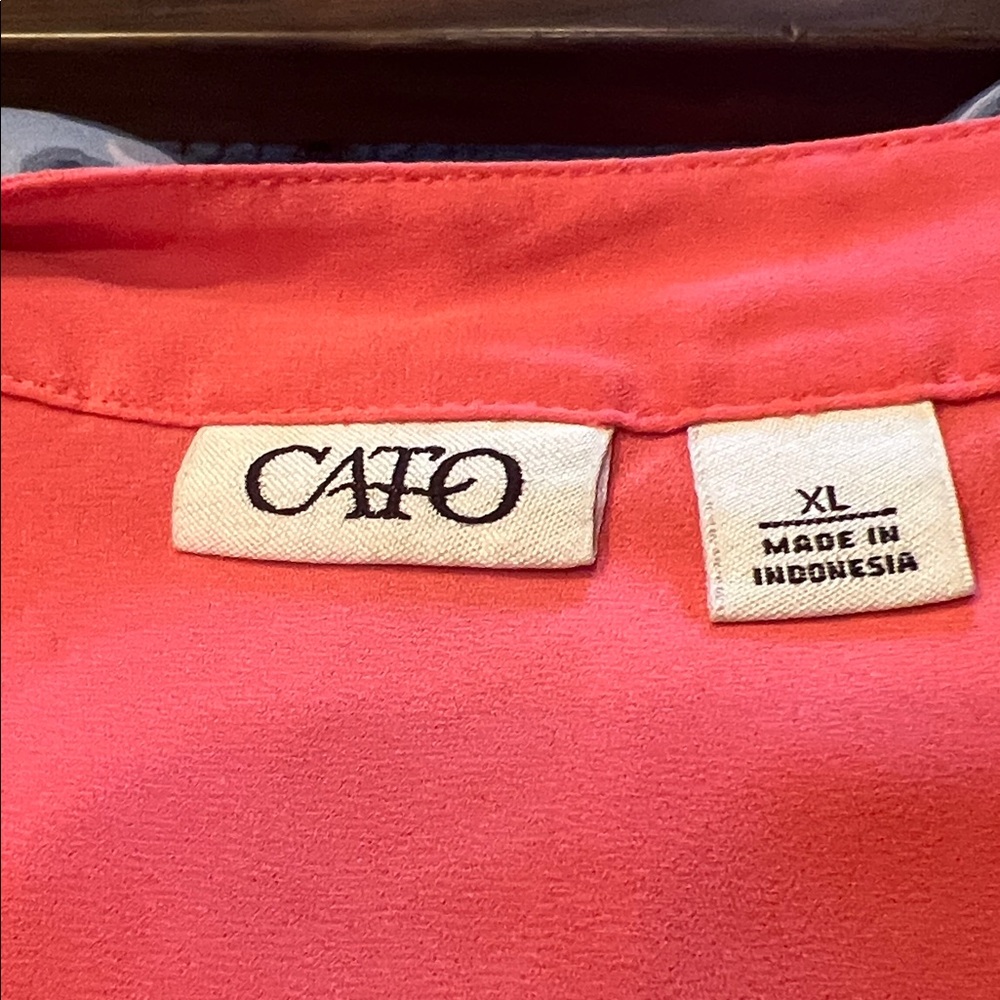 Chaus Coral Pink Blouse Women’s Roll Tab Sleeve High Low Hem Lightweight Top - Picture 10 of 10
